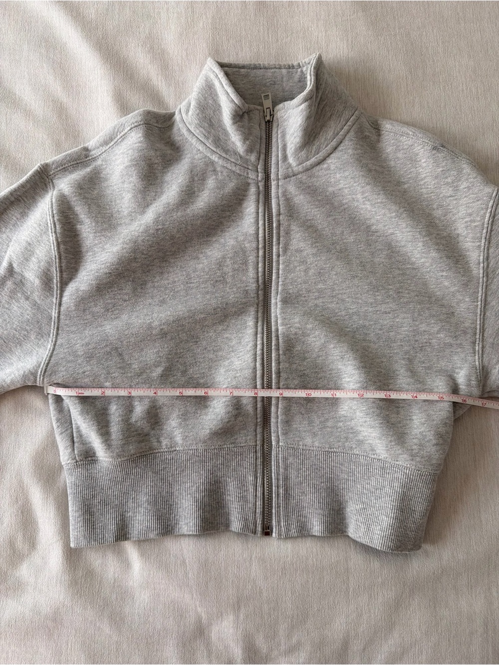 Dynamite Light Gray Cropped Zip Hoodie - Picture 4 of 5
